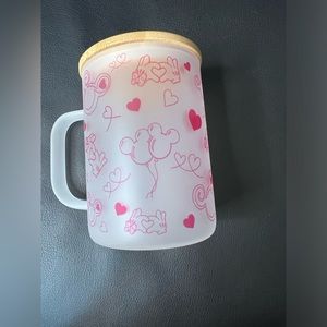 NEW Glass Disney Bamboo Mug with Straw